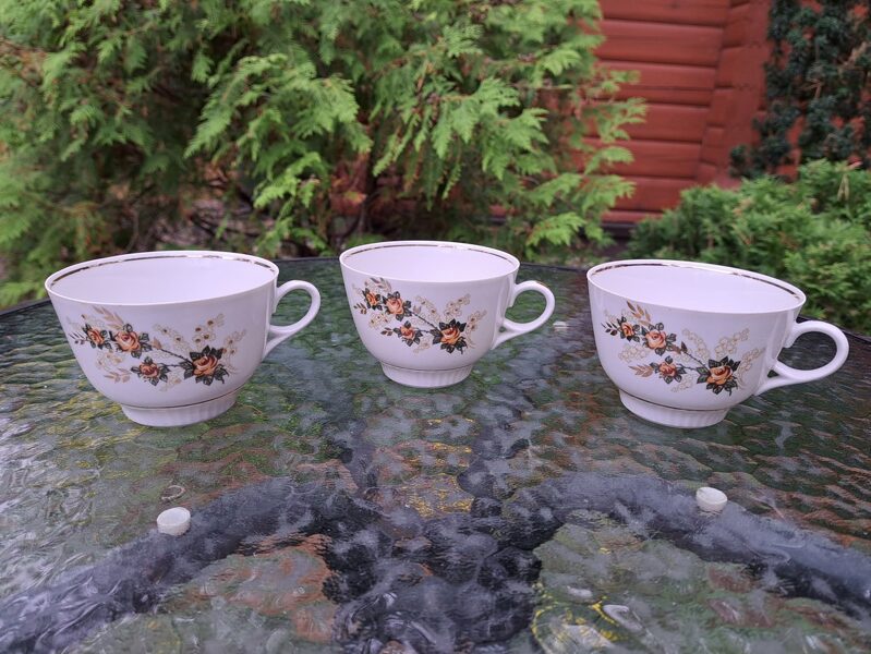 Krūzītes, plānsienu servīze "Diāna" tase ar mazām rozā puķītēm, RPR (Diāna 08)