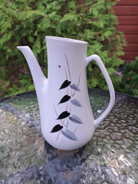 Tējkanna mazā bez vāciņa ar melnām un pelēkām lapām no "Stella", defekts, PFF (Stella 62)