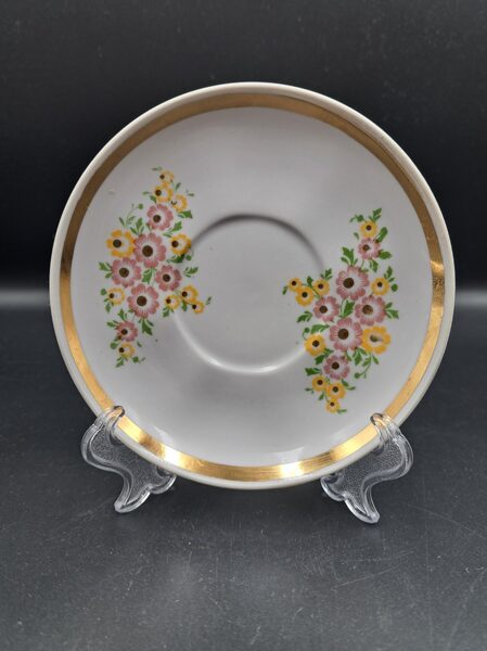 Kafijas apakšatse, kafijas servīze "Ārija" ar pavasarīgam puķītēm un zeltu, RPR (Ārija kafijas 105)