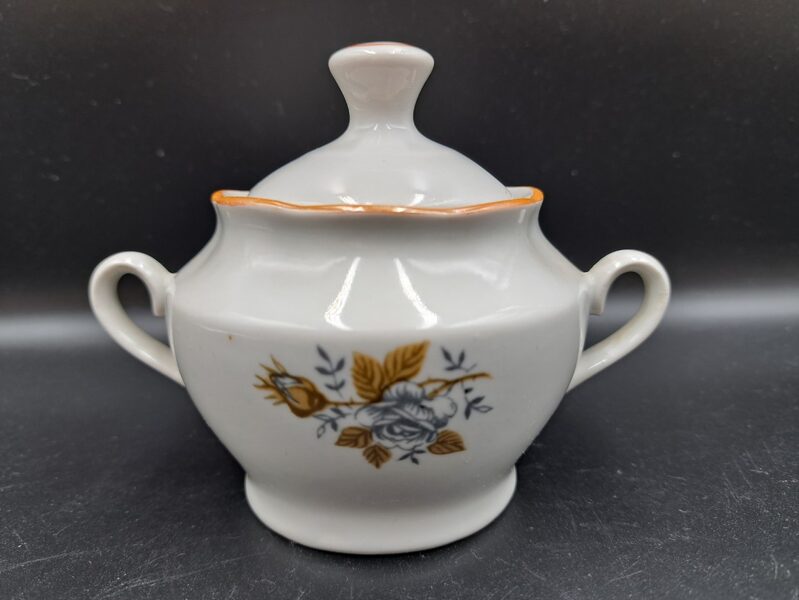 Cukurtrauks/krējuma trauks Nr.2, ar "Ledus rozi" bez zelta, RPR. Pusdienu servīzes "Ārija" (Ārija pusdienu 288)