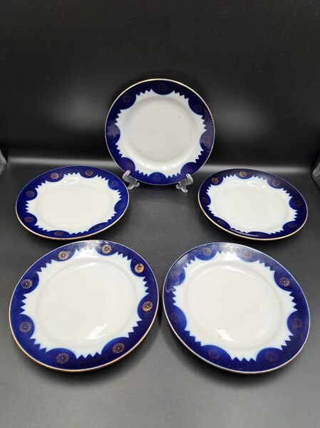 Šķīvji maizeas, d=17cm ar kobaltu un zeltu, RPR (Citi pusd 191)