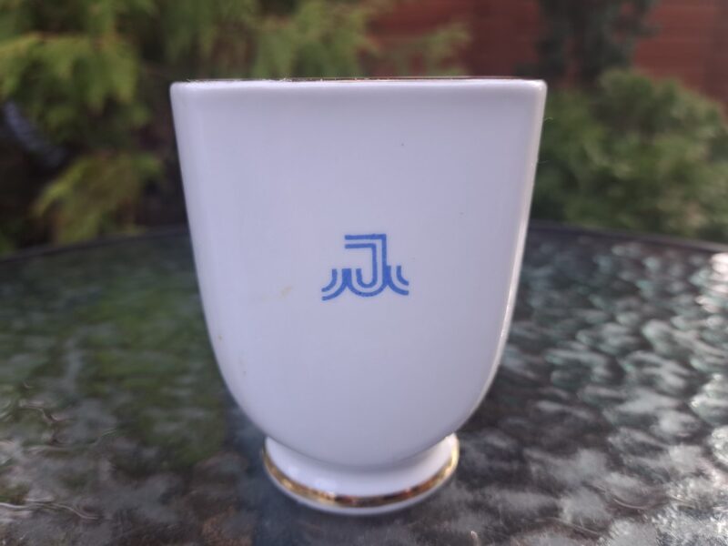 Salvēšu turētājs ar zilu logo, RPR. H=9,2cm. Zelts (LOGO 51)