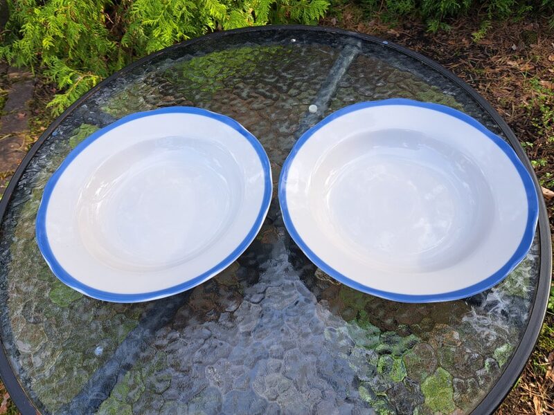 Zupas šķīvji ar gaiši zilu malu, d=24cm, forma "Vilnis", RPR (Citi pusd 211)