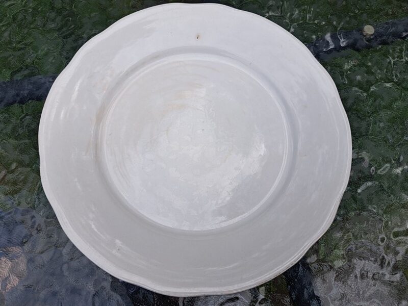 Otrā ēdiena fajansa Kuzņecova šķīvis. D=23cm, kraklē, plamkums (Kuzņecovs 111)