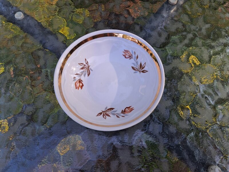 Ievārījuma bļodiņa mazā no komplekta (6 + 1) ar brūnām tulpēm (3 gb). un zeltu, RPR (Ārija tjas 147)