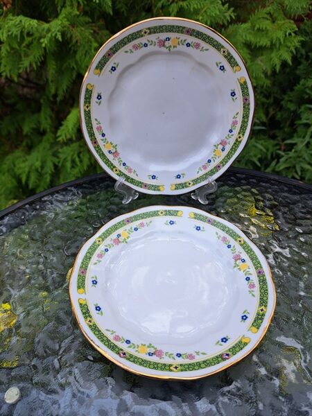 Maizes šķīvji d=17cm, pusdienu  servīzes "Ārija" forma, zaļš dekols ar zeltu, RPR (Ārija pusdienu 336)