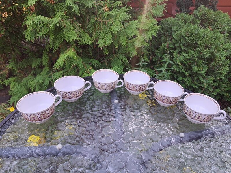 Kafijas krūzītes, kafijas servīze "Māra" ar brūnām ozollapām un zeltu, RPR. Tilpums 150ml (Māra kafijas 59)