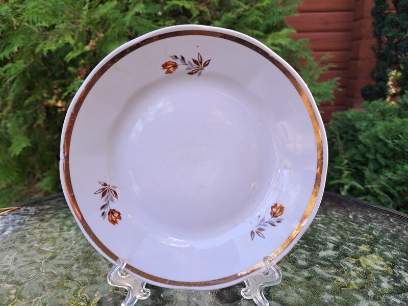 Kūku šķīvji ar brūnām tulpēm un platu zelta malu, servīze "Karīna", RPR (Karīna 166)