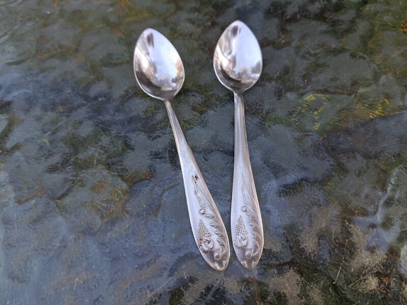 Kafijas karotes, nerūsējošais tērauds ar vīnogām, PSRS.  Garums 11,5cm (Metāls 72)