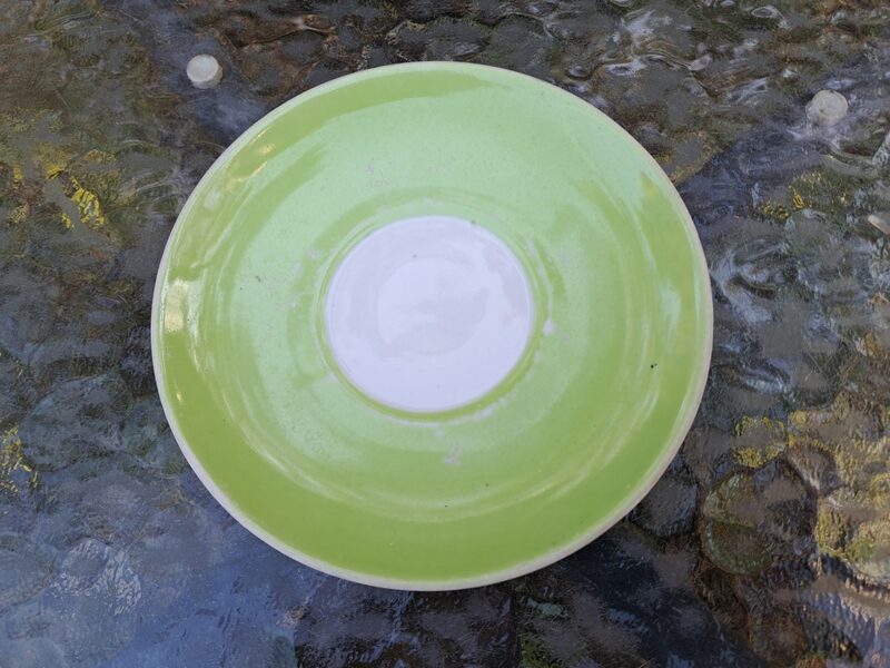 Apakštase no tējas servīzes "Rīga"", gaiši zaļa, bez zelta, RPR (Rīga-60 110)