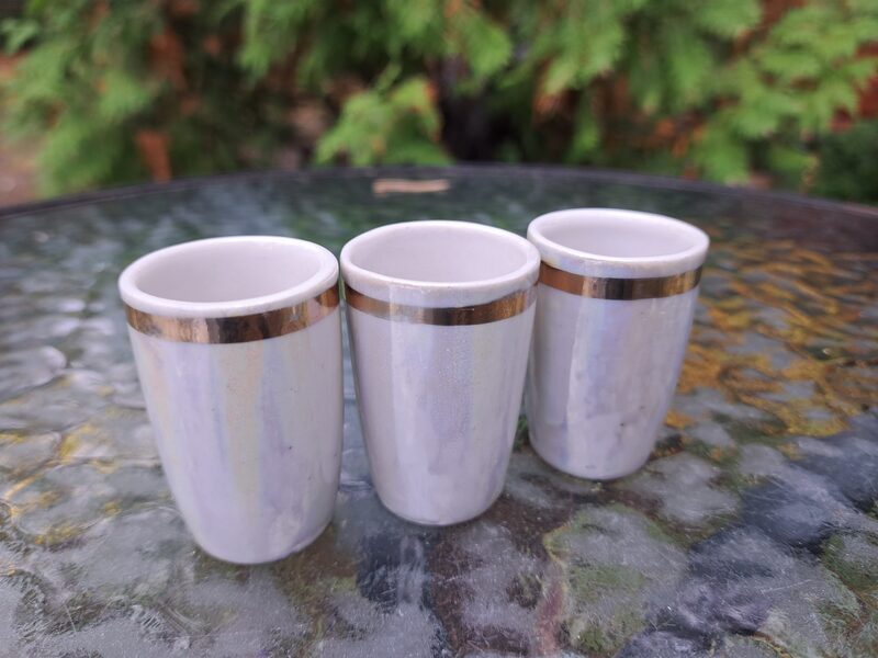 Vintāžas porcelāna glāzītes no komplekta "Zoss" (no komplekta ar karafi). Ražotājs: "Arteļ PROGRESS", PSRS (Citi rpt 277)