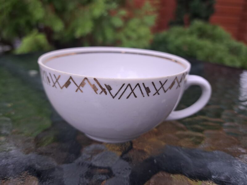 Krūzīte, servīze "Marijka" balta ar zelta rakstu, PFF (Marijka 89)