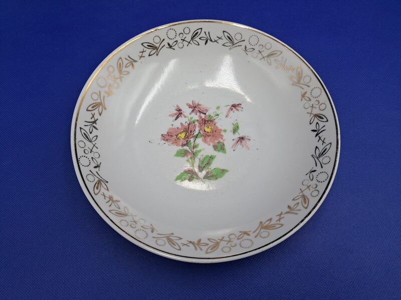 Cepumu bļoda ar rozā puķēm un zelta vainagu Nr.1, servīze "Marijka", PFF (Marijka 90)