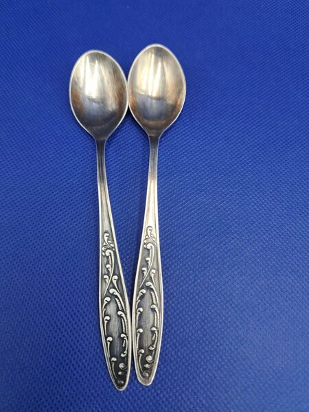 Vintāžs melhiora (vara-niķeļa sakausējums) tējas/deserta karotes. Garums 14cm (Metāls 101)