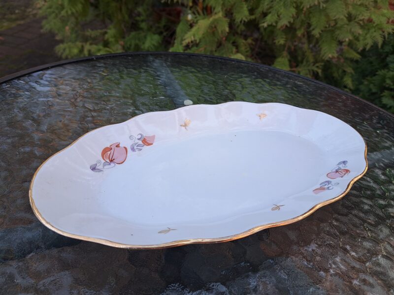 Garenais šķīvjis vidējais Nr.3, pusdienu servīzee "Ārija" ar puķuzirņiem, L=30cm, RPR (Ārija pusdienu 386)