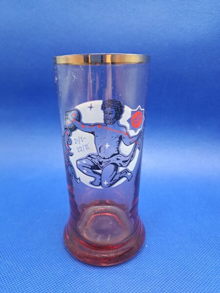 Sulas glāze rozā ar zelta malu "Ūdensvīrs". Tilpums 225ml (Stikla gl 243)