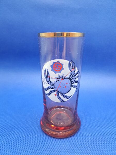 Sulas glāze rozā ar zelta malu "Vēzis". Tilpums 225ml (Stikla gl 245)