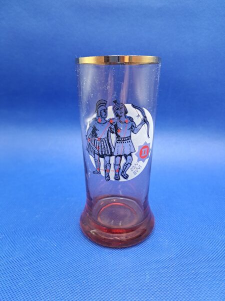 Sulas glāze rozā ar zelta malu "Dvīņi".  Tilpums 225ml (Stikla gl 247)